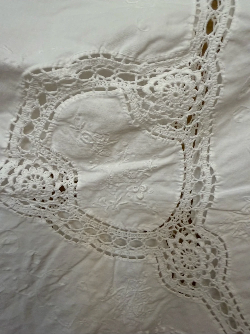 Source Unknown White Maxi Skirt with Crochet Lace Insets